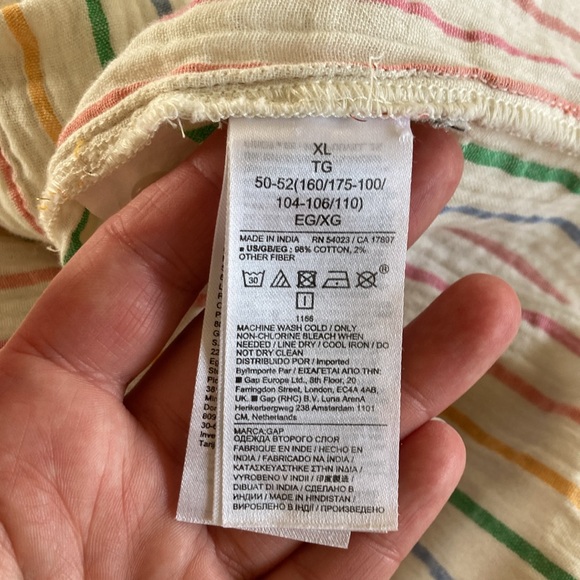 GAP crinkle gauze cotton metallic rainbow 🌈 long sleeve button down size XL - Picture 7 of 8